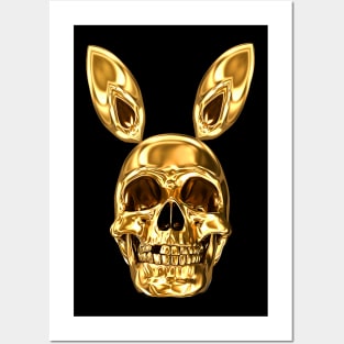 Golden Magic SKULL Rabbit | Missing Tooth Acid Bunny Skull Psychedelic POPART & Design by Tyler Tilley (tiger picasso) Posters and Art